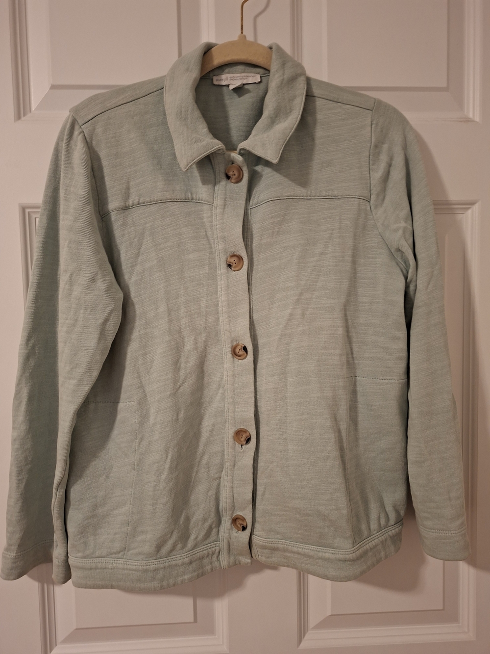 Pure Jill J.Jill Organically Grown Cotton French Terry Shirt Jacket Sage Green